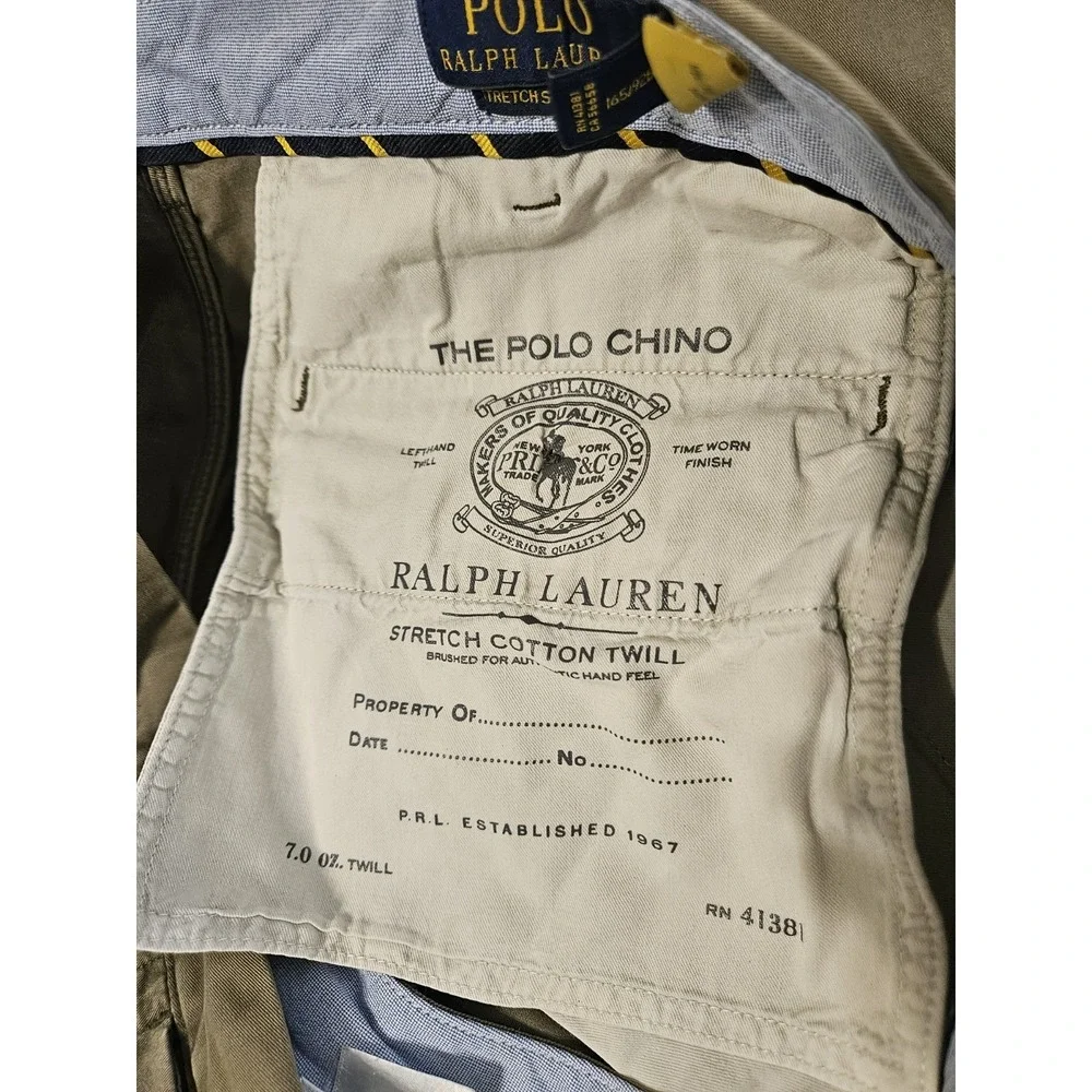 Polo Ralph Lauren Stretch Straight-Fit Chinos in Olive Green Khaki Casual 36×30